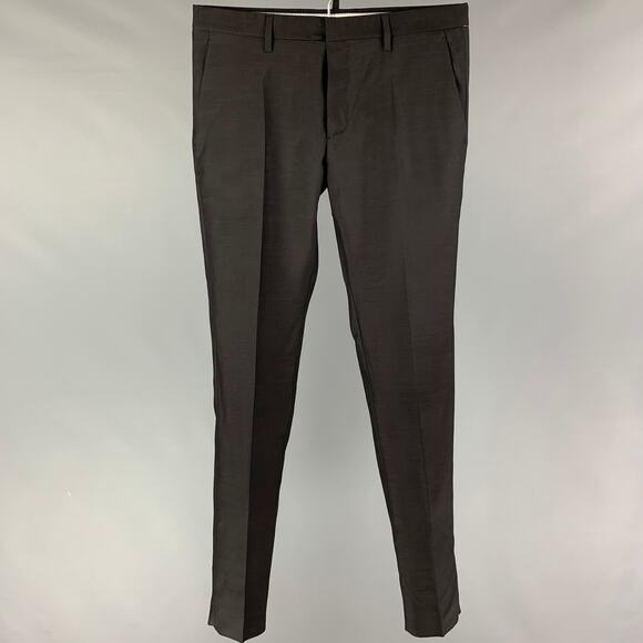 DSQUARED2 Size 32 Black Cotton Silk Button Fly Dress Pants - Picture 1 of 4
